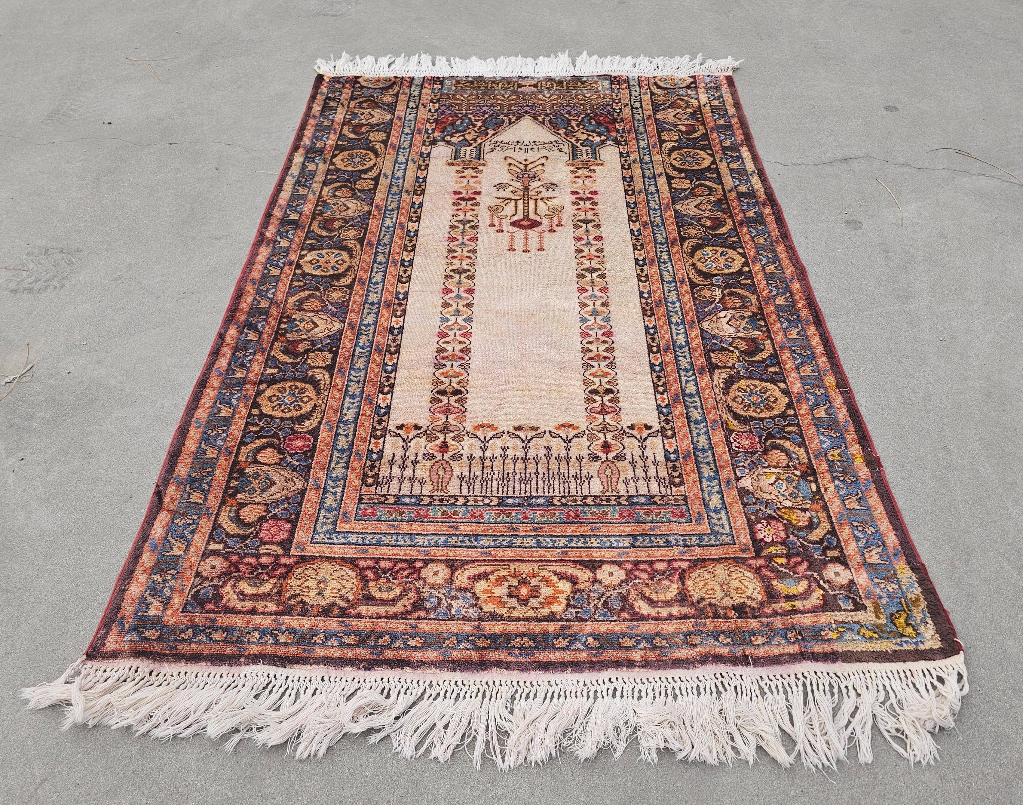 Antique silk prayer rug, Anatolia, 1930s
