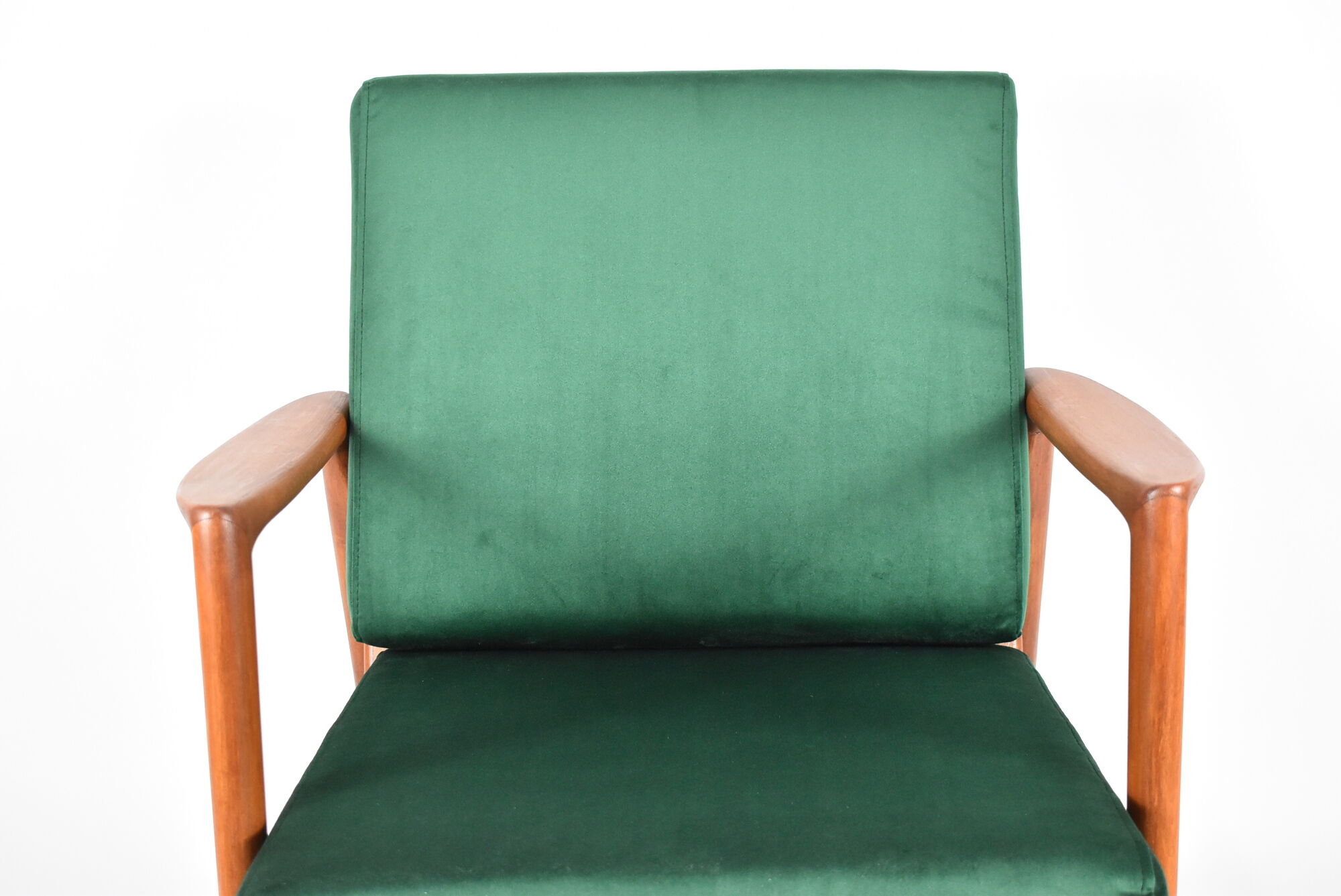 Scandinavian armchair "Stefan", restored, 60s, green bottle velvet