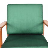 Scandinavian armchair "Stefan", restored, 60s, green bottle velvet