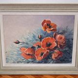 Oil on canvas – Bouquet of poppies – signed (to be deciphered) – 20th century