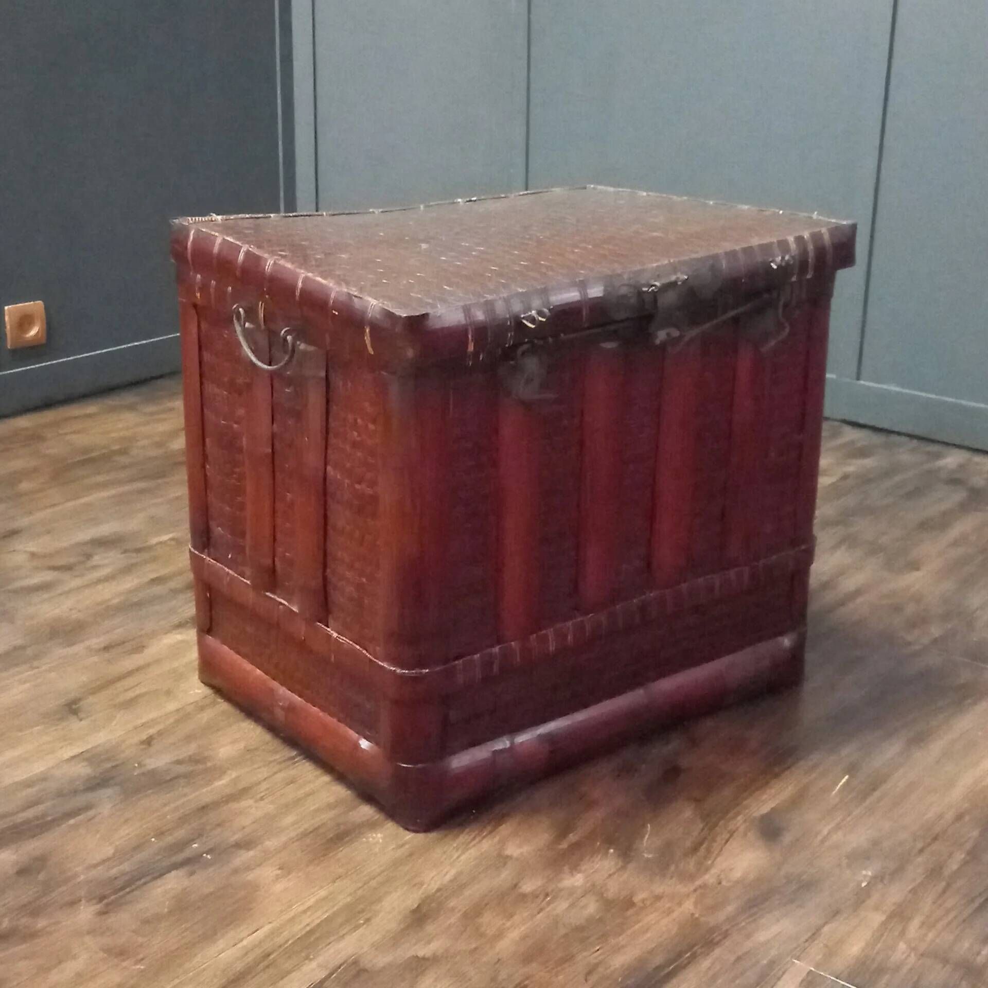 Antique Chinese bamboo storage chest