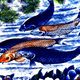 Decorative porcelain plate featuring a koi carp.