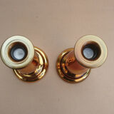 Pair of equalized candle holders with silvering, mixed gilding