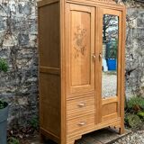 Parisian art deco hotel wardrobe in solid raw oak 1930