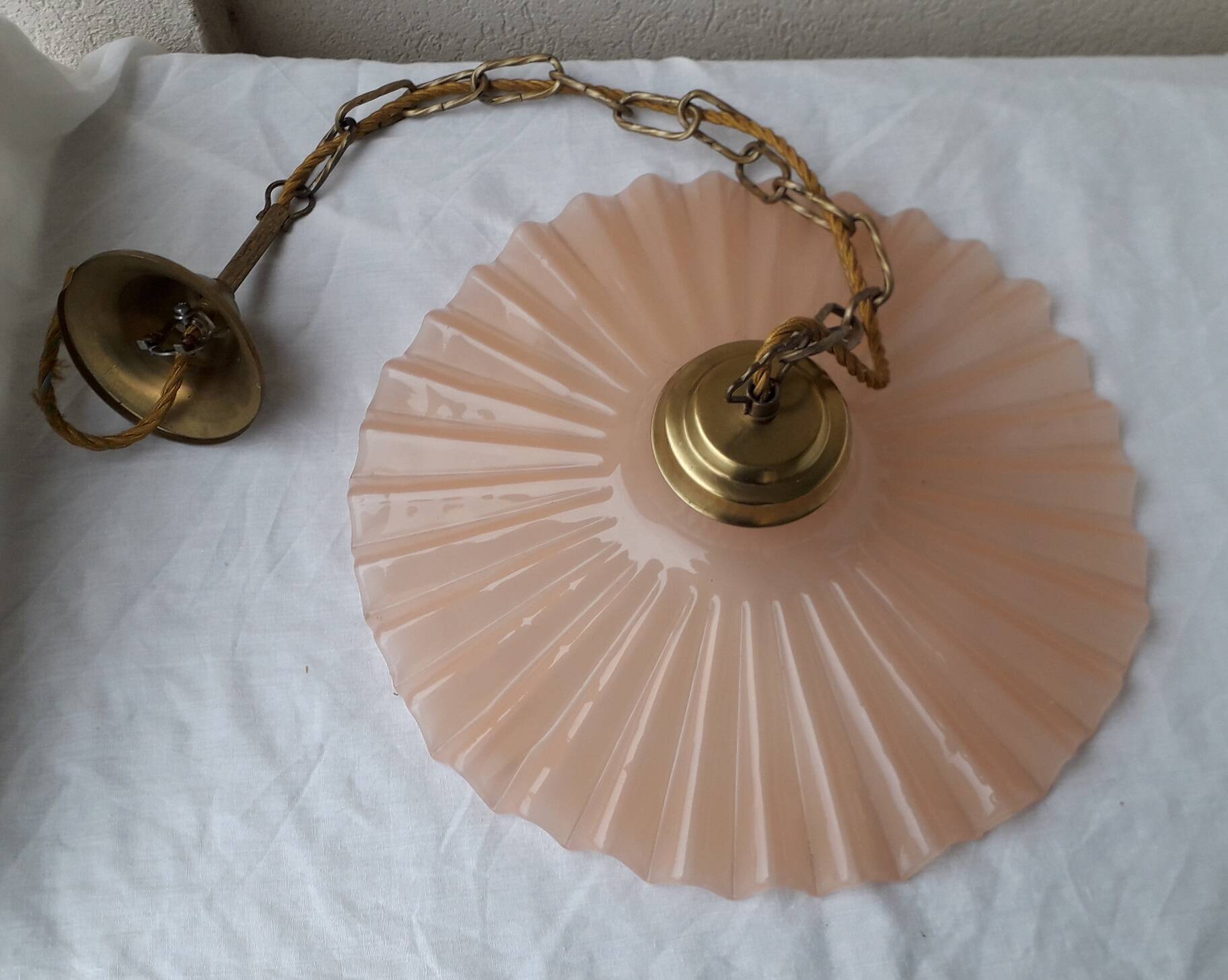 Pink glass pendant light