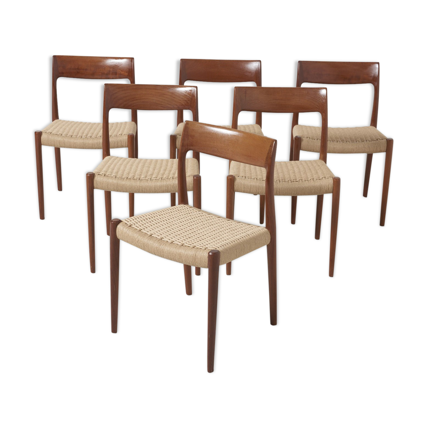 6 seagrass dining chairs by Niels Otto Møller