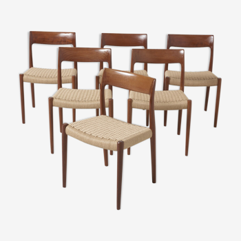 6 seagrass dining chairs by Niels Otto Møller