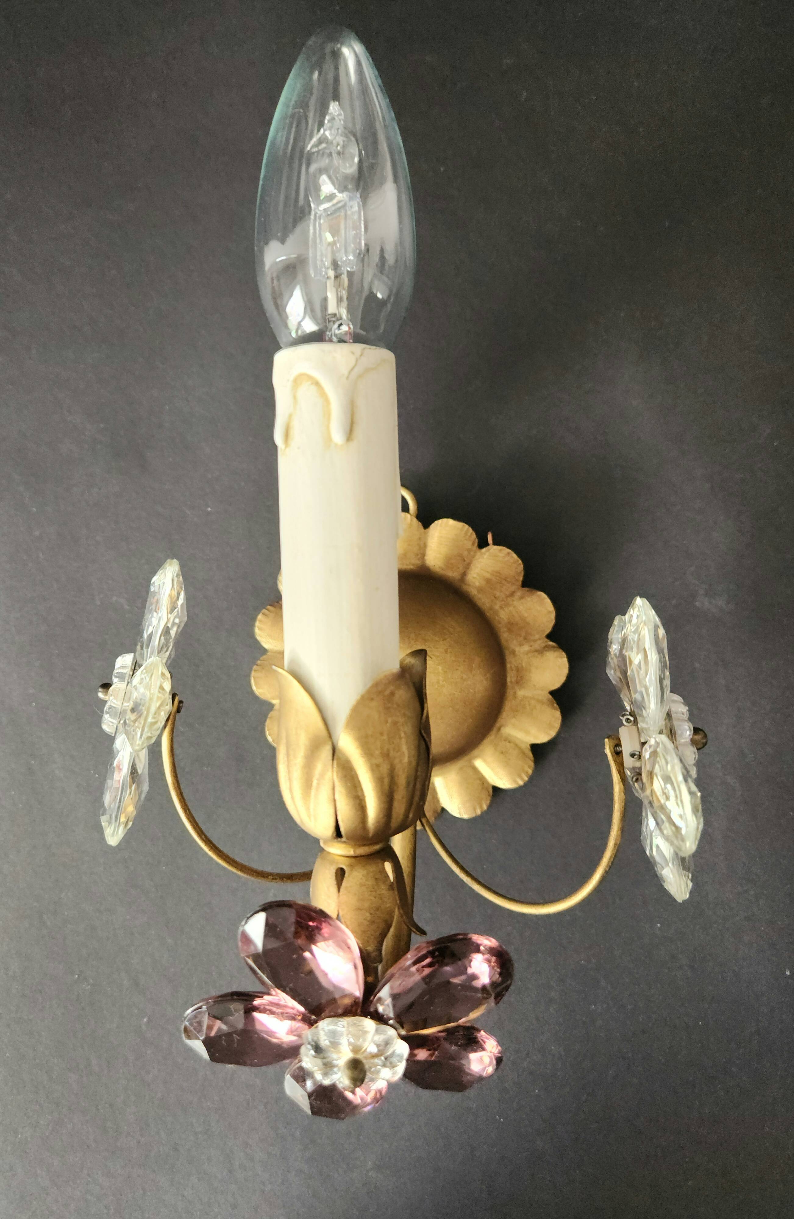 Set vergoldet Wandlampe Murano Kristall