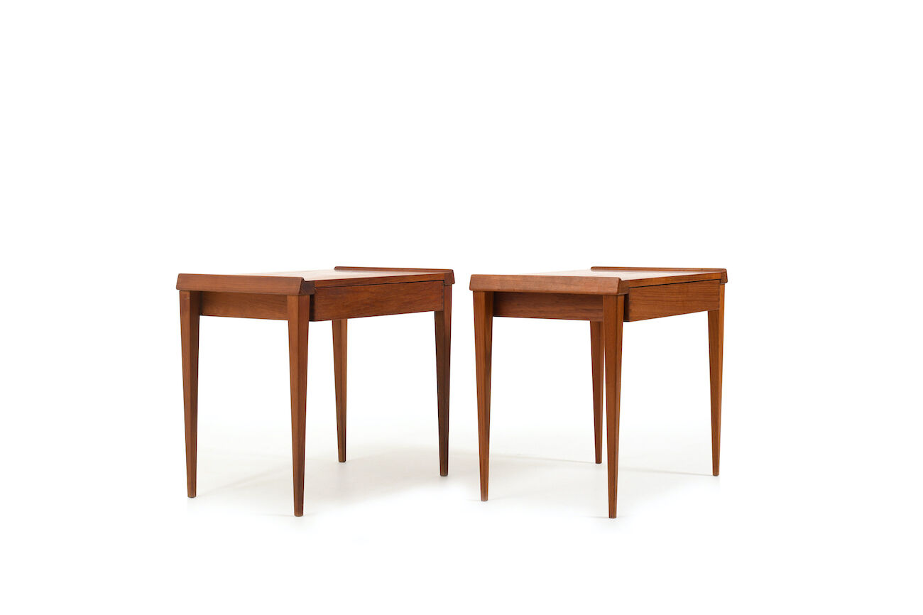 Fine danish pair of mid century teak nightstands