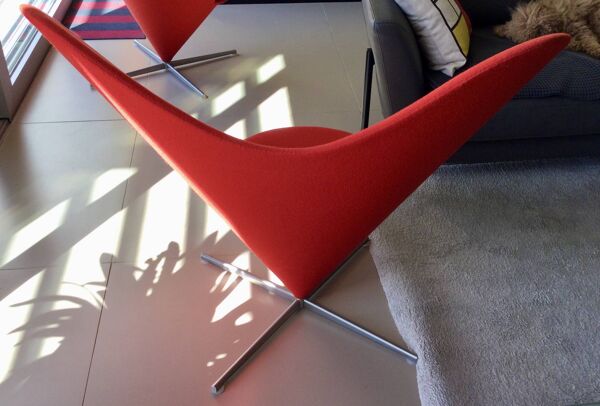 Fauteuil Heart Cône par Verner Panton Rouge