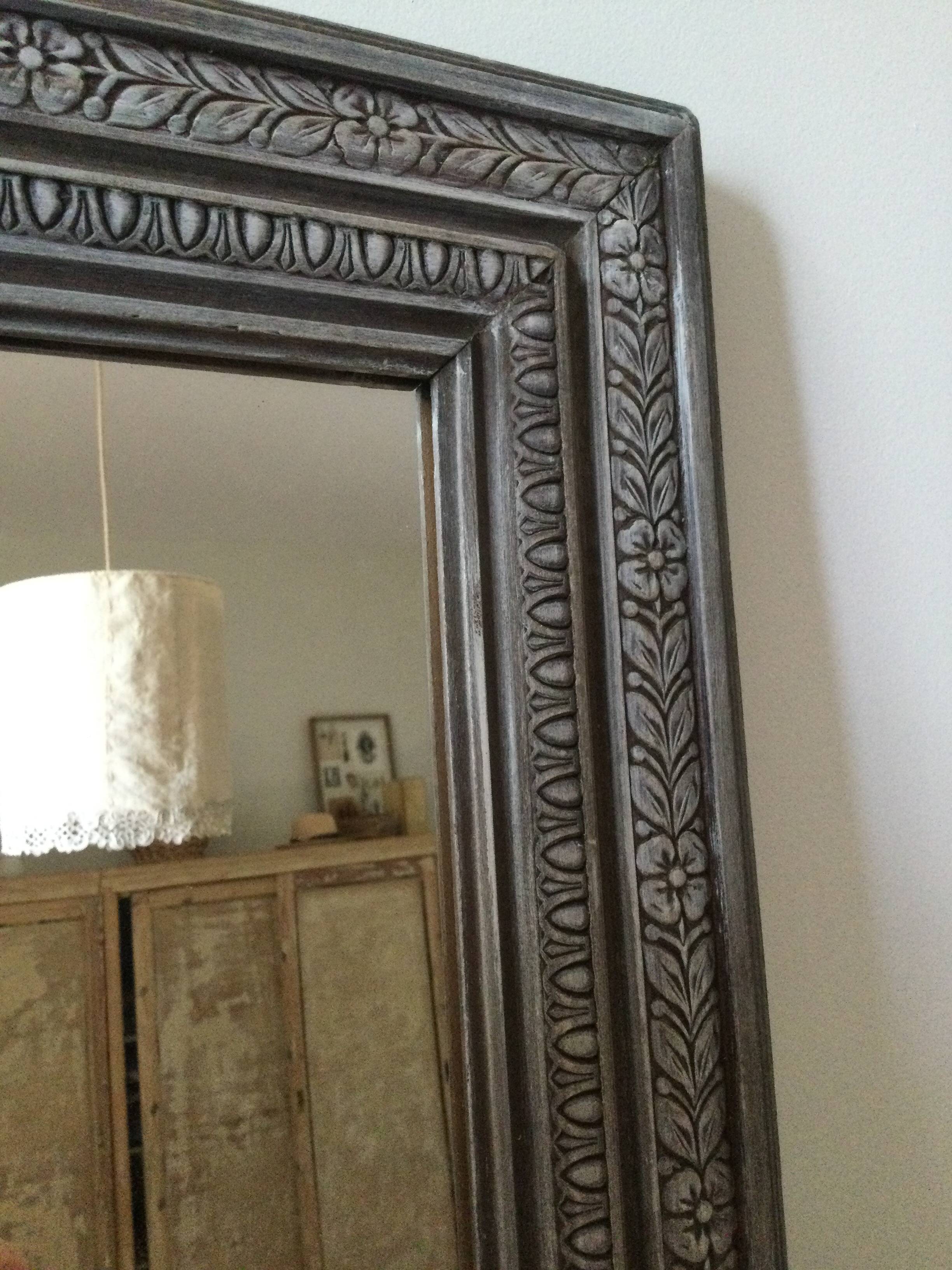 Antique patinated wood mirror