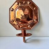 Scandinavian Antique Wall Candle Holder Sconce in Copper