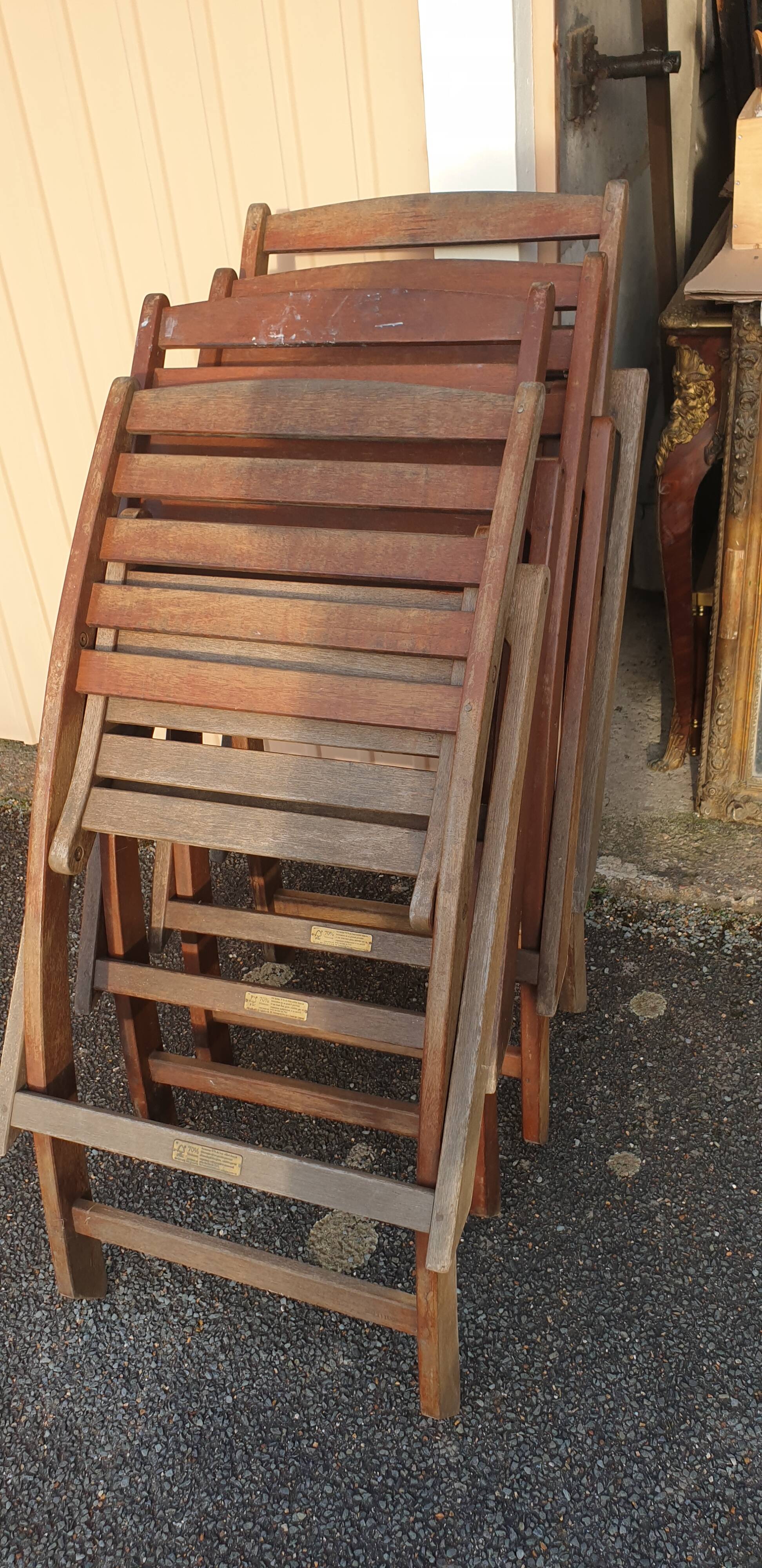 4 teak garden chairs