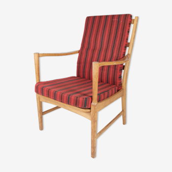 Oak armchair and striped fabric by Bjärnums Möbelfabrik from the 60s