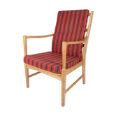 Oak armchair and striped fabric by Bjärnums Möbelfabrik from the 60s