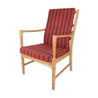 Oak armchair and striped fabric by Bjärnums Möbelfabrik from the 60s