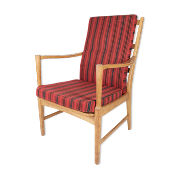 Oak armchair and striped fabric by Bjärnums Möbelfabrik from the 60s