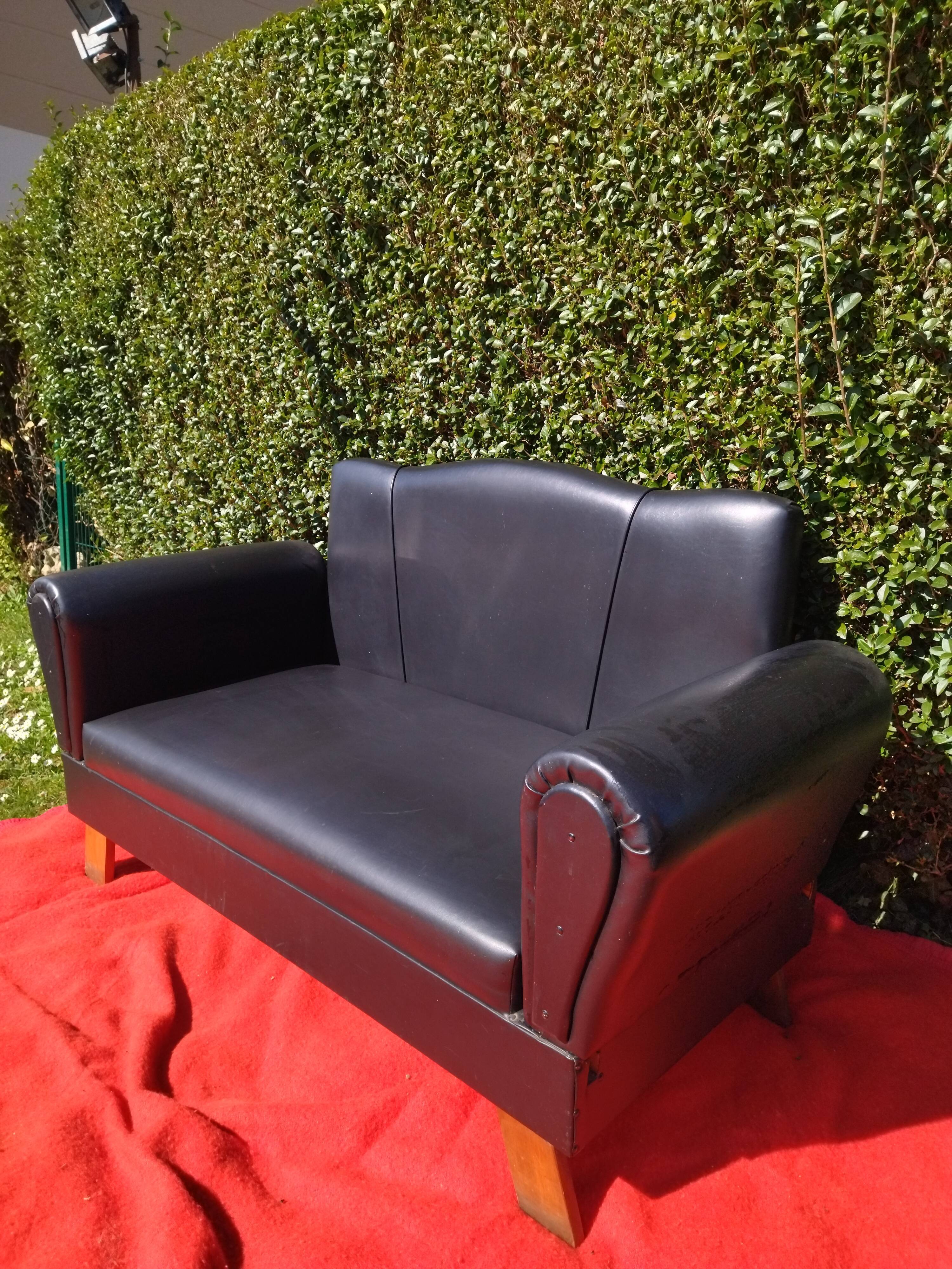 Vintage leather bench, modular