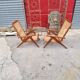 Pair of compass foot armchairs in solid mahogany and cannage 50s