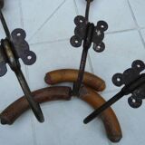 Set of 3 double bistro coat racks in wood and metal