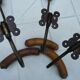 Set of 3 double bistro coat racks in wood and metal