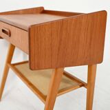 Scandinavian teak bedside table with shelf