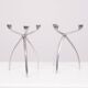 Pair aluminum 3 arms spider candle sticks de bijenkorf 1970s