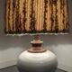 Lampe de sol en grès émaillé blanc et abat-jour en laine, années 60-70