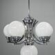 Grand lustre Art déco à 6 branches en chrome et verre, années 1930