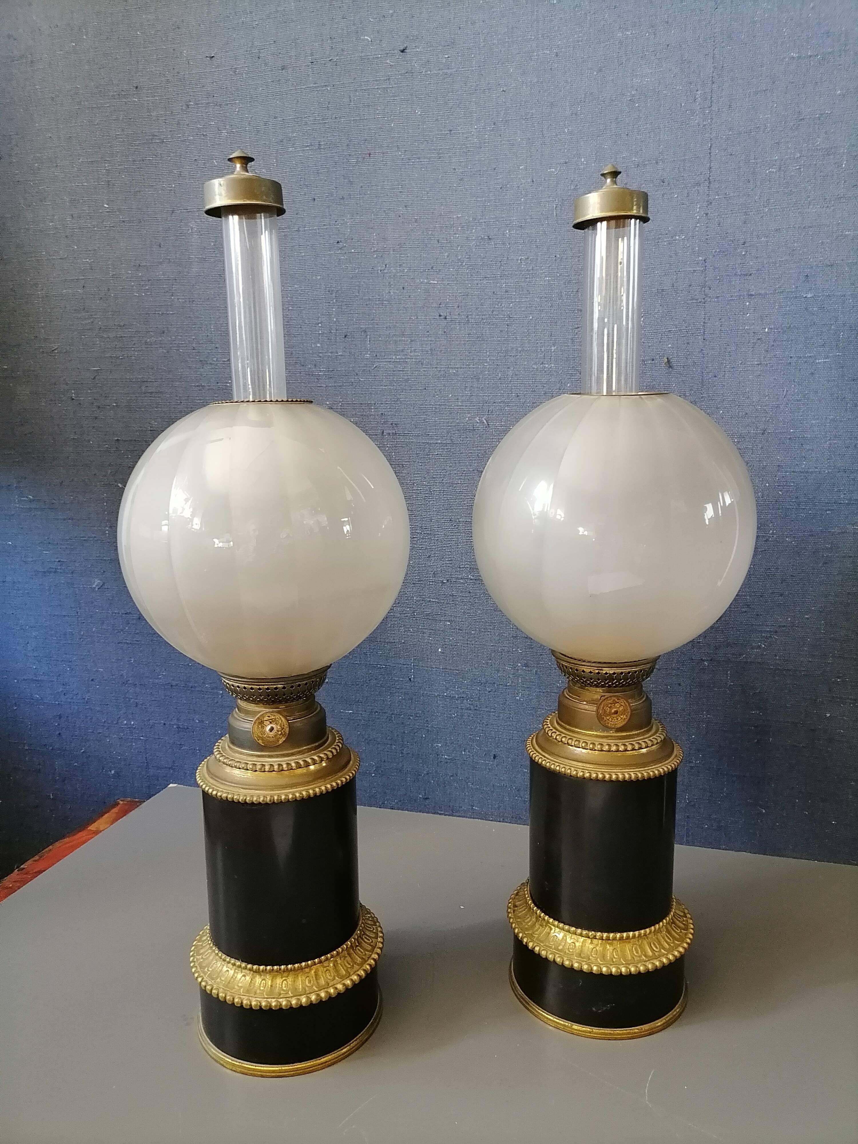 Paire de lampes à pétrole Napoléon III