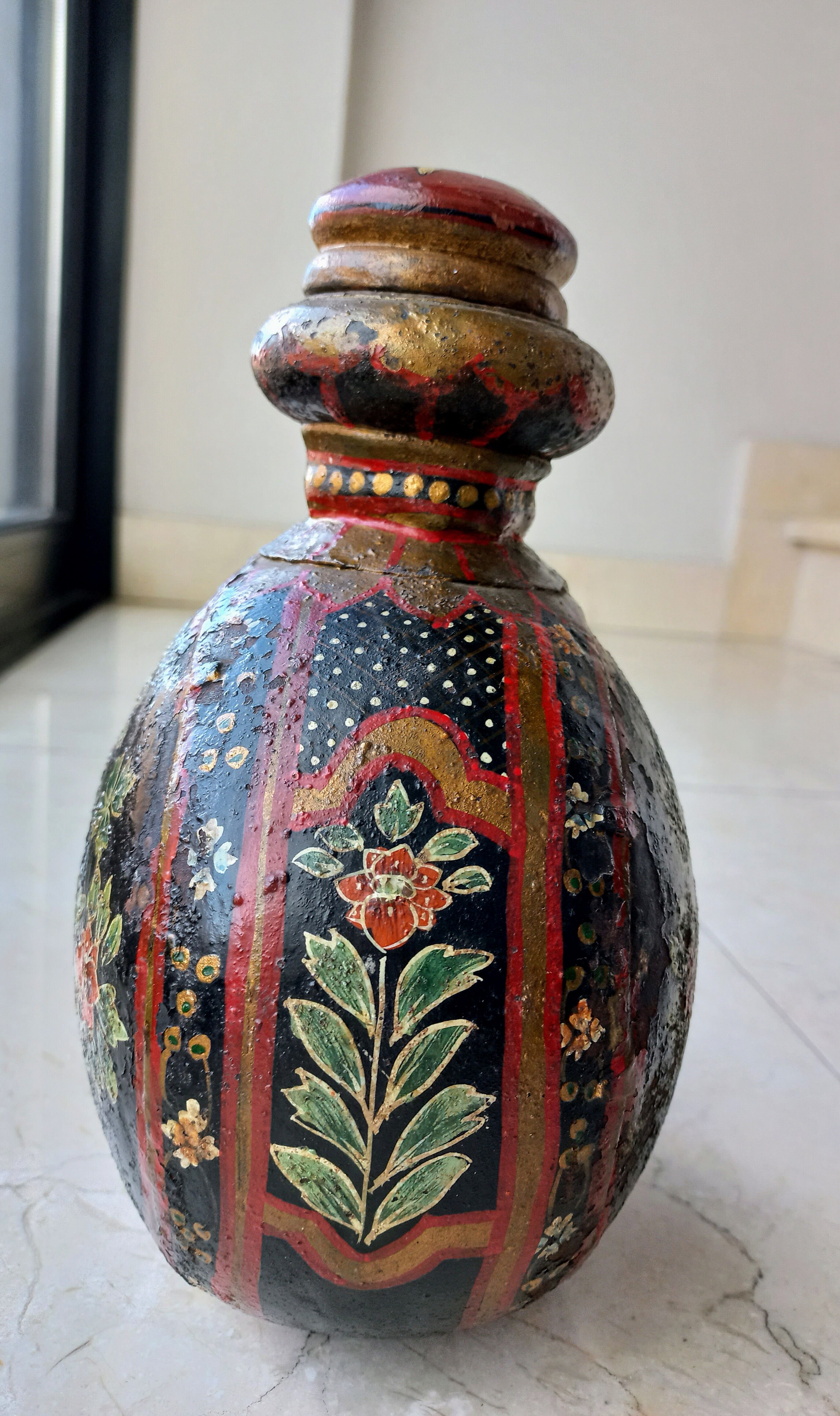 Handpainted metal Indian gourd