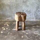 Brutalist stool in upcycled solid blond teak H:40 D:32