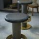 Set of 6 steel and brass stools, 1980s