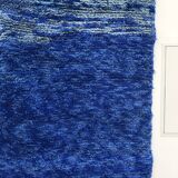 Moroccan Berber carpet Beni Ouarain uni blue 3.3x2.26m