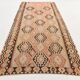Turkish Vintage Kilim Rug: Shades Of Red Brown Handmade Wool Rug 160x417Cm