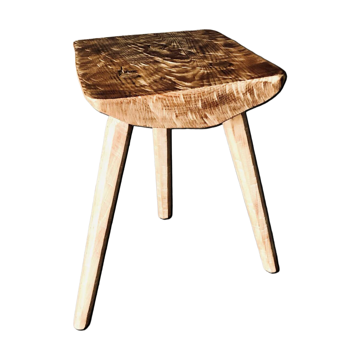 Table tripode bois design Brutaliste