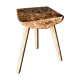Table tripode bois design Brutaliste