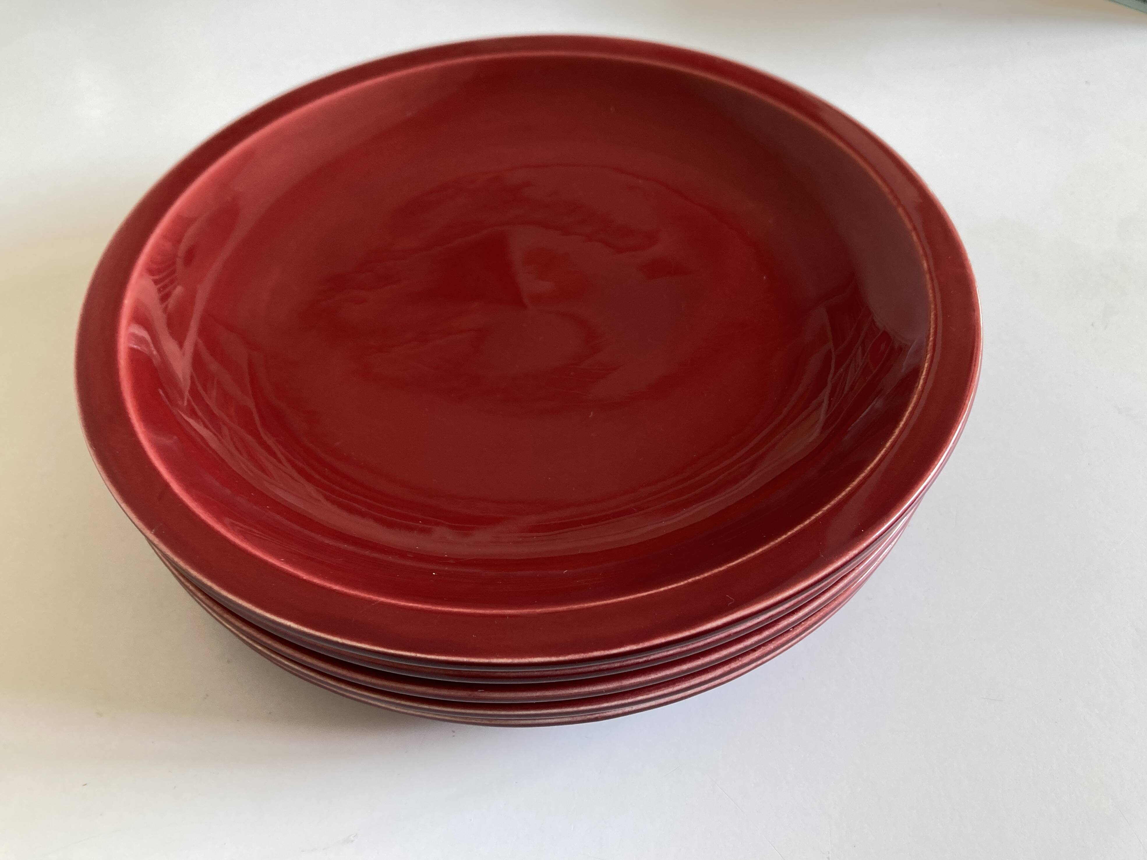 Set of 5 flat plates mid-century 1970 Longchamp earthenware