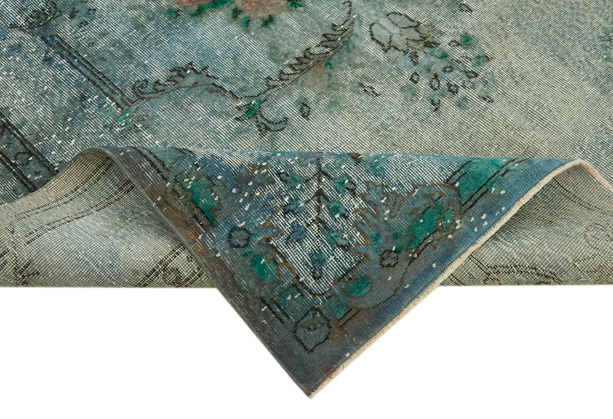 Handmade Contemporary Turkish 1970s 189 cm x 296 cm Blue Carpet