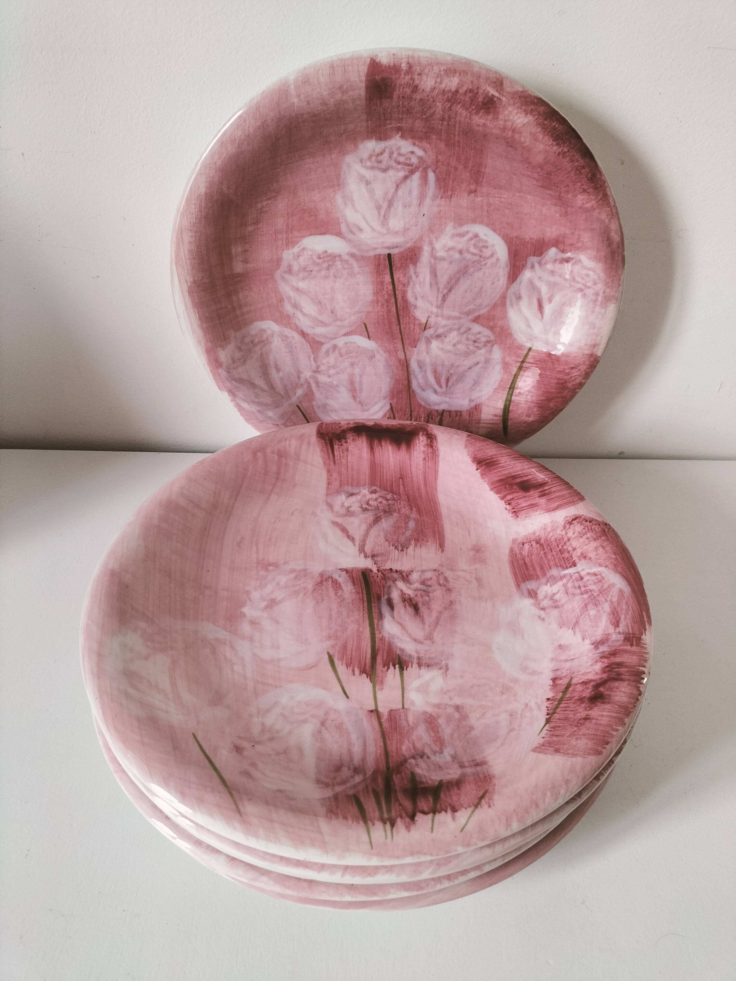 Set of 6 Italian plates CAPA San Polo hand-painted from the 1970s.