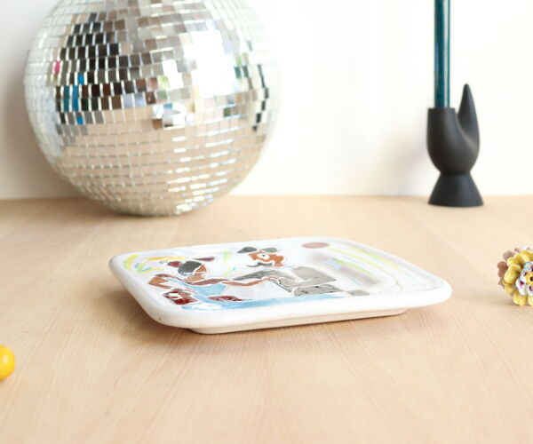 Assiette murale ou plat en céramique de Vallauris signée Jacques Sagan, années 50