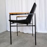 Vintage Niko Kralj Lounge Chair: Black Skai Leather & Wood Armrests