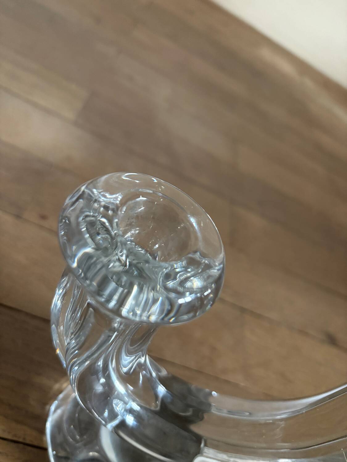 Vintage crystal glass candlestick with two branches.
