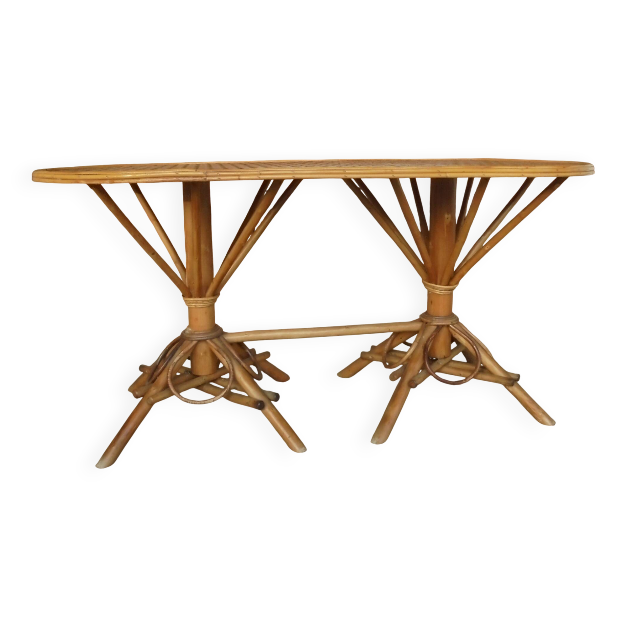 table rotin et chataignier tressé