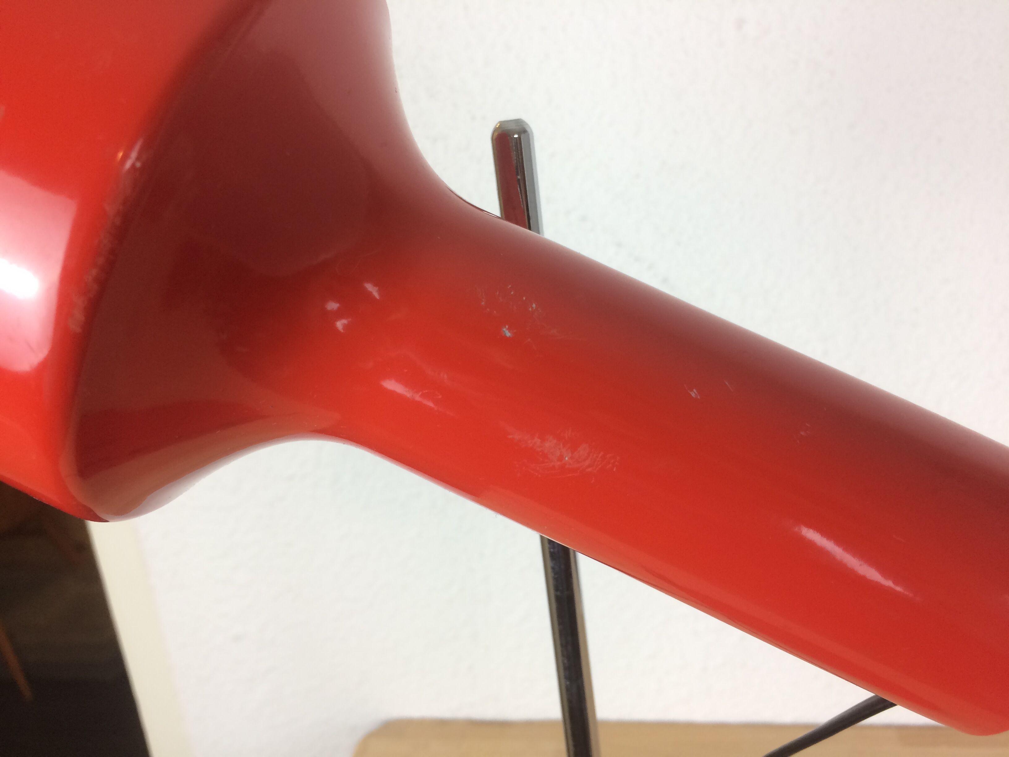 Stralux red metal desk lamp 1960