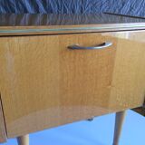French vintage bedside in varnished blond wood 60
