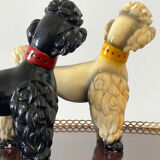 Pair of glazed ceramic poodles, 1960s