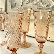 Champagne flutes set of 6, Rosaline luinarc swirl glass stemware