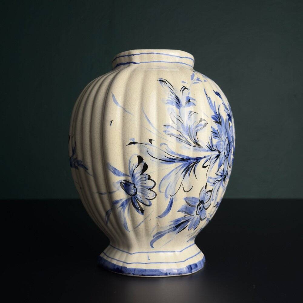 Vintage blue ceramic vase from Bassano, Italy, 1970s.