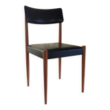 Chaise style scandinave en bois et similicuir - années 60/70
